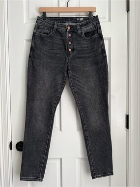 Arizona Button-Fly High-Rise Washed Black Gray Skinny Jeans Women's Size 11
